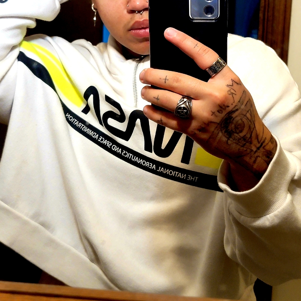 White NASA cropped jacket